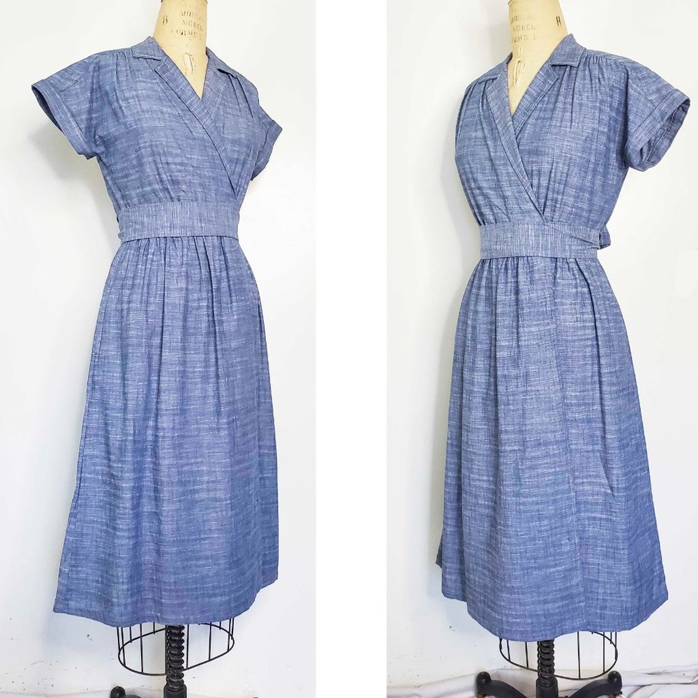Amy Kuschel Womens  Chambray Roman Holiday Warp Dress XS